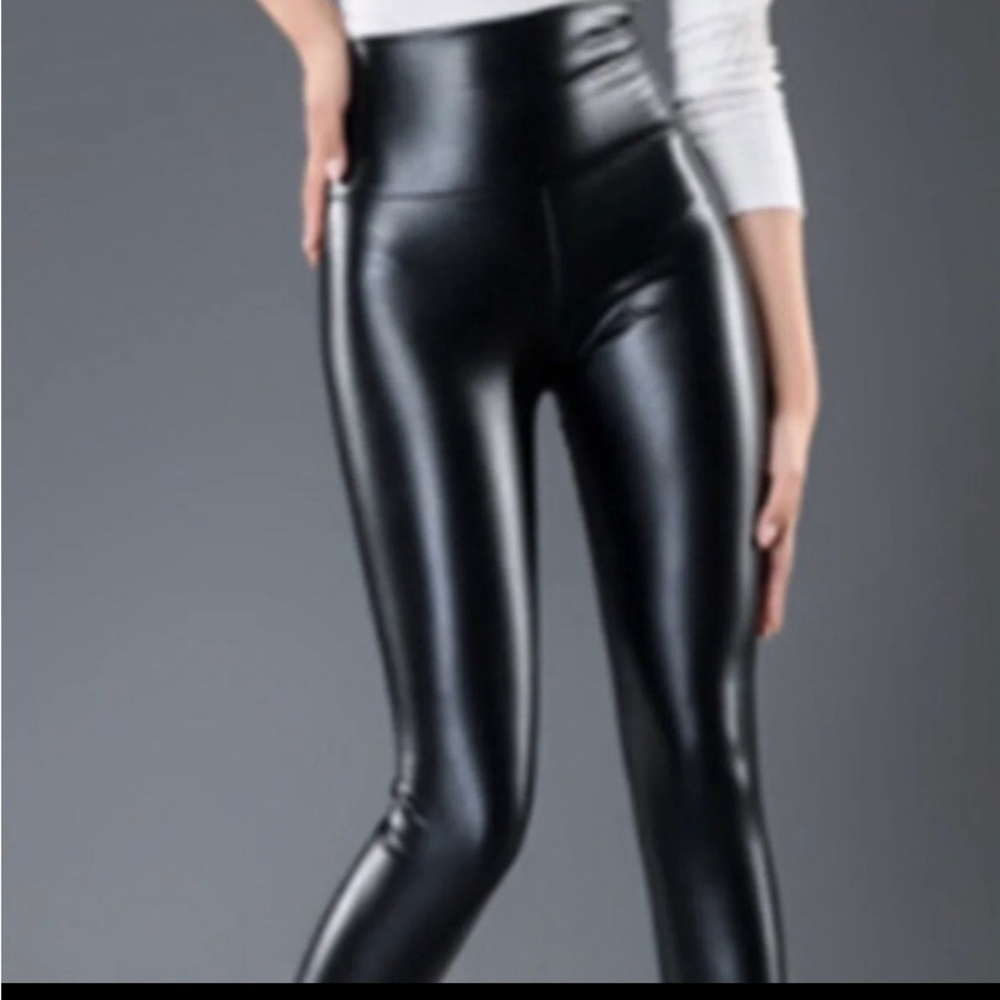 NWT Black Faux Leather high waisted pull on leggings
